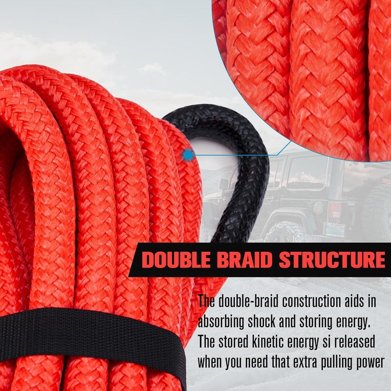 FIERYRED 3/4” x 20FT Kinetic Recovery Rope Kit with 2 Soft Shackles, 26500LBS MBS Heavy Duty Tow Rope Snatch Strap Offroad for SUV, Truck, Car and Tractor - Image 4